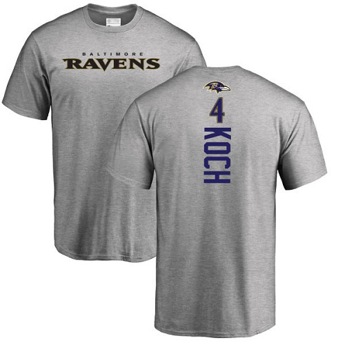 Men Baltimore Ravens Ash Sam Koch Backer NFL Football #4 T Shirt->nfl t-shirts->Sports Accessory